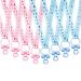 24 Plastic Baby Pacifiers Necklace for Baby Shower  Pacifier Party Favors for Gender Reveal Party Game(24pk  Blue and Pink) 24PK Pink+Blue