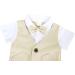 AmzBarley Baby Boys Gentlemans Suit | Dress Shirt, Pants, Vest, Bowtie Rompers | Khaki 6-12 Months - Buy Online on GoSupps.com