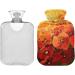 NAANLE 2L Transparent Hot Water Bottle with Lid - Oil Painting Poppy Flowers for Menstrual Cramps Pain Relief & Heat Therapy - Buy Online on GoSupps.com