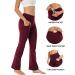 High Waist Bootcut Yoga Pants with Pockets - Burgundy, Small - Buy Online on GoSupps.com