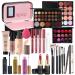 All in One Makeup Set Holiday Gift Box Essential Starter Bundle Include Eyeshadow Concealer Lipstick Lip Gloss Mascara Eyeliner Eyebrow Pencil Lip Balm Face Powder - Full Makeup Kit for Women Box Set A