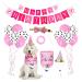 Dog birthday bandana hat banner set dog birthday decoration dog hat dog bandana scarf glossy dog fly collar for boys and girls party accessories (pink) pink