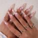 Xerling 24Pcs False Nails with Cloudy Designs for Women Long Coffin Nails Tip Press on for Girls Colorful Fake Nails Full Cover (Pattern H)