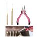 Hair Extension Pliers 3 Piece Professional Hair Extension Kit Hair Extension Tools with 3 Hole Hair Extension Clamp Loop Needle Threader and Pull-Out Needle for Nano Beads and Micro Link Beads