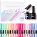 Gellen Gel Nail Polish Kit - 16 Colors Gel Polish Set with Top&Base Coats, Trendy Rainbow Pastel Nail Gel Polish Home Gel Manicre Kit Happy Rainbow