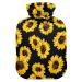 Black sunflowers heat bottle with reference heat bottles for pain relief heat bottle water bag feet and bed warmers in painful muscle injuries 2l