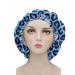 Belidome Blue Leopard Print Hair Cover for Women Bonnet Satin Sleep Hat Natural Hair Loss Soft Breathable