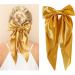 Yuyeran Super Big Bow Hair Clips French Style Soild Color Knotted Bowknot Spring Snap Barrettes Hair Clips with Long Ribbon for Women Girls (Gold) - Buy Online on GoSupps.com