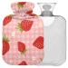 Naanle checked flower strawberries heat bottle with cover Transparent hot water bottle 1l heat bottle for bed hand feet warmer pain relief heat and cold therapy