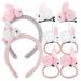 UFLF 4 pieces Easter bunny hair tie + 2 pieces of bunnies hair ripe + 2 pieces of rabbit hair clip plash hair accessories girl hair accessories sweet rabbit hair accessories