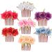 7 Pack Fake Artificial Rose Flower Plastic Hair Side Combs Hairclips With Teeth Hairpins Grips Barrettes Floral Bows for Women Bridal Wedding Veil Beach Party French Twist Bun Chignon Updo Accessories