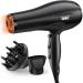 YASHE HD-8009BF Professional Hair Dryer 2400W Salon Ionic Hairdryer with Diffuser and Nozzle Fast Drying with 2 Speed 3 Heat Setting and Cool Button