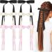 6Pcs Satin Ribbon Hair Bows for Women with Metal Clips - Black, Pink, Beige - Buy Online on GoSupps.com
