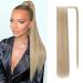 JJstar 70 cm Long Straight Ponytail Hairpiece Synthetic Hair Extension Braid Extension for Women Girls (Light Ash Blonde)
