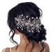 GAODESI Wedding Headband Bridal Hair Pieces Silver Rhinestone Hair Side Comb Hair Accessories for Womens(Left) silver left