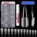 Stiletto Nail Tips 120pcs Stiletto Soft Gel x Fake Nail Tips Press on Nails Pre-shape Full Cover Long Acrylic Stiletto Nail French False Nails Half Matte Clear Fake Gelly Tips 12 Sizes