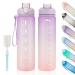 YC kitchen drinking bottle 1l - water bottle 1l spout -safe and BPA -free drinking bottle of sports - water bottle for sports fitness children school university bicycle outdoor purple/pink color gradient