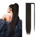 JJstar 70 cm Long Straight Ponytail Hairpiece Synthetic Hair Extension Braid Extension for Women Girls (Black Brown)