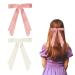 2 Pack Hair Bows for Women Beige Bow Hair Clips French Barrette with Long Silky Satin Hair Ribbons for Women Girls(Beige Pink)