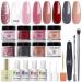 Modelones 20 Pcs Dip Powder Nail Kit Starter  8 Colors Light Pink Glitter Nude Neutral Clear Dipping Powder System Liquid Set with Base/Top Coat Activator Brush Saver for French Nail Art DIY Salon Gift Z-Gentle Pink