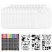 12 pieces for painting with 12 colored colored textile pins and 3 times stencils double -sided baby bibs paint white bibs gift for babyshower party DIY (22 x 18 cm)