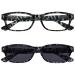 Opulize Unisex Nix Reading Glasses (Pack of 1) +3.00 Diopters Double Pack - Black Milky Reader + Black Milky Sun