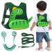 Toddler Harness Child Leash with Baby Anti Lost Wrist Link, Accmor 3 in 1 Kids Dinosaur Harnesses Leashes, Children Walking Assistant Wristband Tether Strap Belt for Boys Girls Green Harness, Green Wrist Link Small Pouch