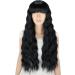 YEESHEDO Long Black Curly Wavy Synthetic Hair Wig with Fringe for Women - Perfect for Cosplay, Parties, and Everyday Wear - Buy Online on GoSupps.com