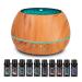 500ml aroma diffuser for essential oils contains 10 essential oils 23dB of noiseless fragrance oil diffuse with 7 colored bpa-free 4 timers automatic shutdown wood LED yellow-10