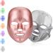 LED face mask 7-colored LED photon facial mask beauty oral rejuvenation photon therapy light treatment facial mask for removal of folds and acneflains (pink)