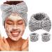 Aceorna Spa Headbands with Matching Wristbands Bow Hairbands Towel Wristbands Stripe Makeup Hair Band Microfiber Wrist Scrunchies Bowknot Head Bands for Washing Face Shower Mask Facial Makeup