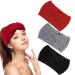Powmag 3 pieces of hair straps women hair band knitted headband women winter headband knitted headband knitted women in beauty headband set women winter (black gray and red)