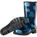 HISEA Women's Mid Calf Rain Boots - Waterproof Rubber Garden Shoes | Comfort Insole, Blue Flower Design - Buy Online on GoSupps.com