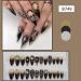 Buy Halloween Press on Nails - Long Almond Goth Skull Black Rose Acrylic - Glossy Stiletto False Nails with Rhinestones for Women - Buy Online on GoSupps.com