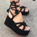 Buy XTZYGLFD Women's Summer Wedge Sandals - Breathable Open Toe Heels Stylish Straps Fashionable Black Spring Shoes - Size 9 UK - Buy Online on GoSupps.com