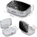Stylish Black White Glitter Pill Box | 2 Compartment Portable Medicine Organizer for Pocket & Purse - Buy Online on GoSupps.com