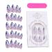 French Tip Press on Nails Almond Shape Stick on False Nails | Rhombus Crystal Fake Nail Kit in 12 Sizes Glue Included for Women Girls Nail Art Lovers