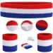ONUPGO Sweatband Set - Moisture Wicking Headband and Wristband Set for Sports - Red/White/Blue - Buy Online on GoSupps.com