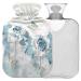 Naanle hot hot water bottle with the cover butterfly blue rose transparent hot water bottle 1l heat bottle for pain relief back hand feet heat and cold therapy