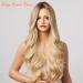 Blonde Ombre Wavy Wig with Dark Roots - Long Curly Synthetic Hair for Women - Heat Resistant Natural Looking Wig for Halloween/Party/Cosplay - Buy Online on GoSupps.com