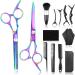 13Pcs Scissors Hair Hairdressing Professional Shears Set Thinning Cutting Clip Comb Stainless Steel Cut Pouch Kit Salon Barber Women Men Kids Black (Purple)