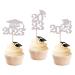 Pack of 24 Graduation Cake Decorations Cupcake Toppers Graduation Cake Decorations Cake Toppers for Graduation Party Silver