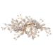 AYEBY Rhinestone Bridal Hair Accessories with Handmade Flowers and Leaves - Beautiful Clips for Women and Girls (Gold  1 Pack)