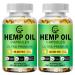 (2-Pack) High Potency Hemp Oil Capsules - 180 Veggie Softgels - 60,000 Maximum Strength, Immune System Support, Focus Calm, Relaxation, Mood, Pure Extract, Organic, Vegan, Non-GMO