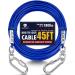 Watfoon dog leash for courtyard 10.7 m 13.7 m 16.8 m 19.8 m 22.9 m steel cable runner robust adhesive belt buying long dog chains for outside camping (blue blue 13.7 m) 45ft blue