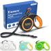 Euroca Retractable Dog Leash for Small Medium and Large Dogs Up to 110LBS- 16' Heavy Duty Reflective Nylon Tape Tangle-Free Quick-Lock Braking System Anti-Slip Handle (Large Black) Large Black