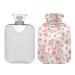 Hot Water Bottle 2L with Cover Rose Pattern Hot Water Bag for Pain Relief Hand Feet Warmer Winter