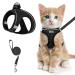 Cat Harness and Leash for Walking Escape Proof, Adjustable Kitten Vest Harness Reflective Soft Mesh Puppy Harness for Outdoor, Comfort Fit, Easy to Control XS Black