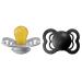 BIBS Supreme Baby Pacifier 2-Pack | Made in Denmark | BPA Free Dummy Soother Symmetrical Nipple. Natural Rubber Latex Size 1 (0-6 Months) Cloud/Black