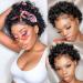 Carleaty Short Curly Pixie Cut Wig | 13x1 Lace Front Human Hair Wig for Black Women | Pre-Plucked | 6 Inch | 1B Color - Buy Online on GoSupps.com